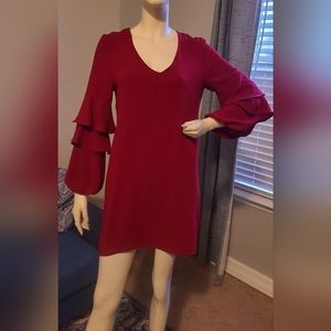 Charles Henry Bell Sleeves RedShift mini dress